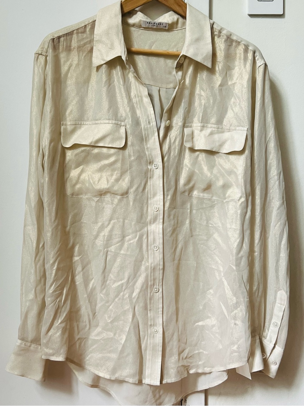 Equipment Cream Silk-Feel Blouse